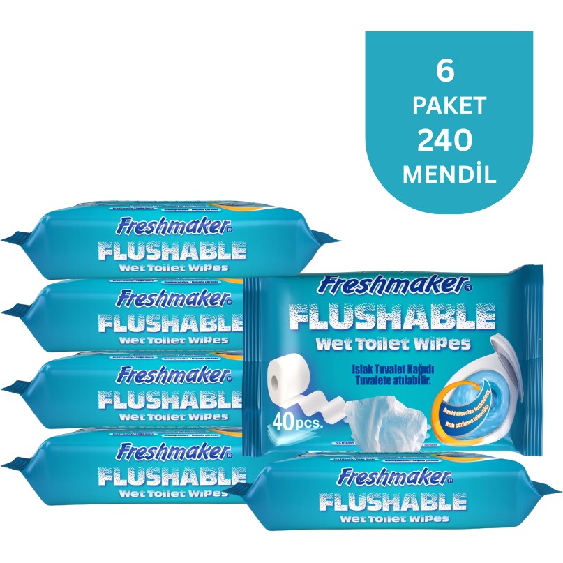 Freshmaker Islak Tuvalet Kağıdı - Klozete Atılabilir - Toplam 6 Paket - 240 Mendil Tuvalet Kağıdı Fiyatı