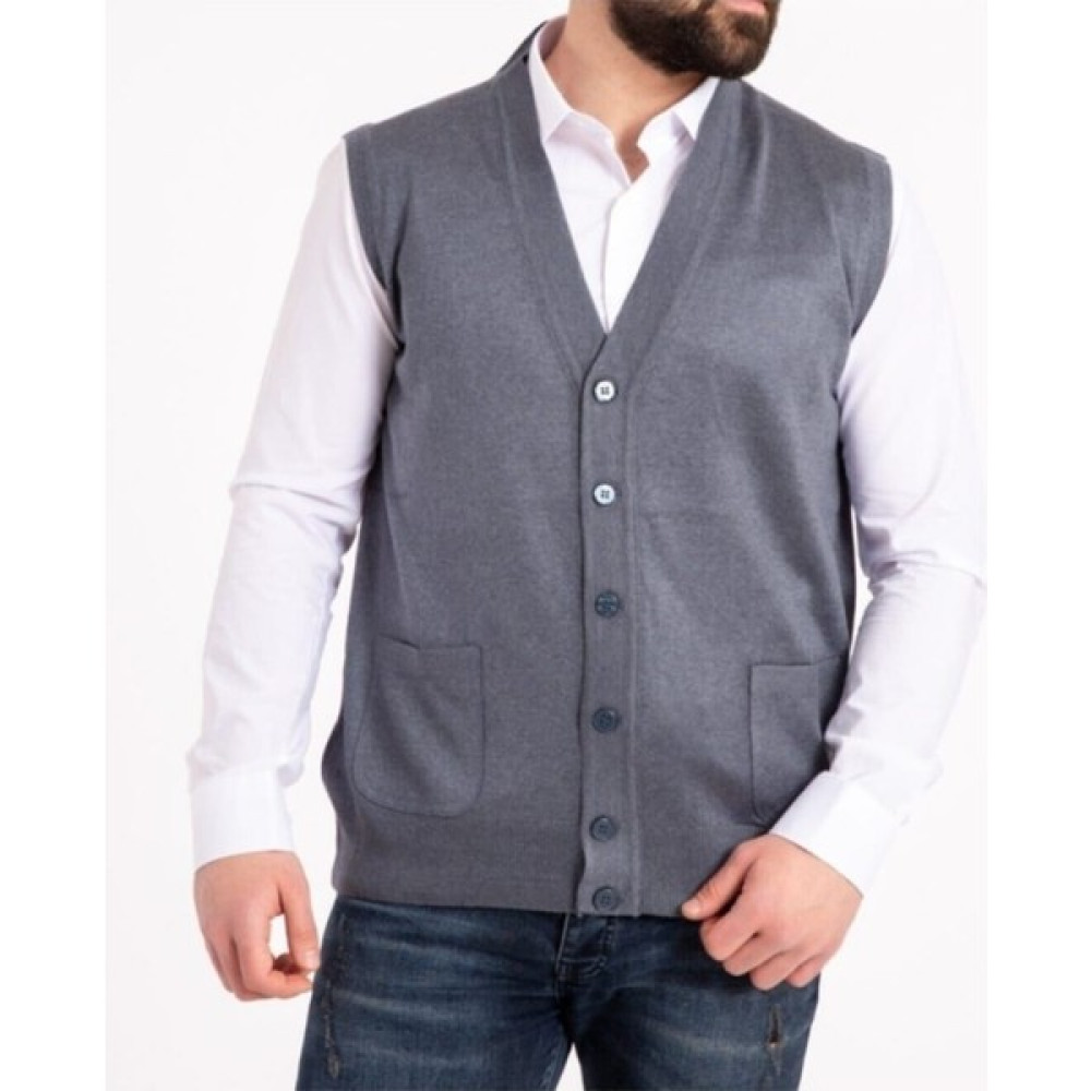 fresh&moda Erkek Gri Ince Yün Triko Cepli Örgü Yelek Erkek Yelek Fiyatı