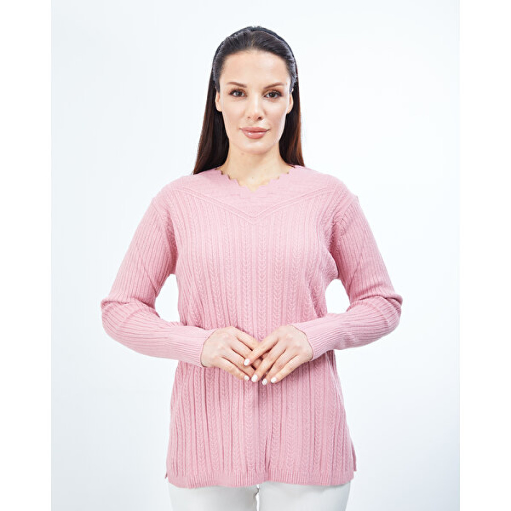 Fresh&Moda Kadın Pudra Triko V Yaka Kışlık Anne Esnek Kazak Bayan Kazak & Süveter & Triko Fiyatı