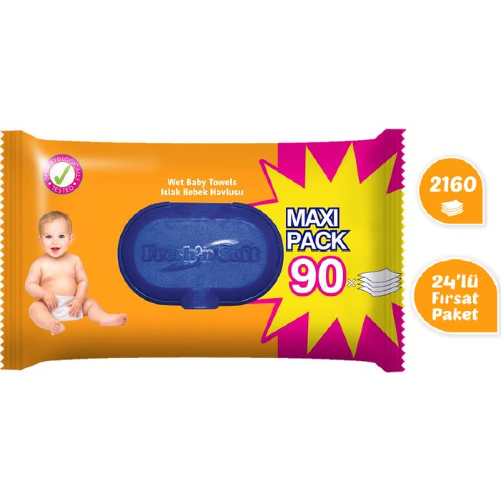 Fresh'n Soft Classic Bebek Islak Mendil 90'lı 24 Adet 2160 Yaprak Bebek Bakım Fiyatı