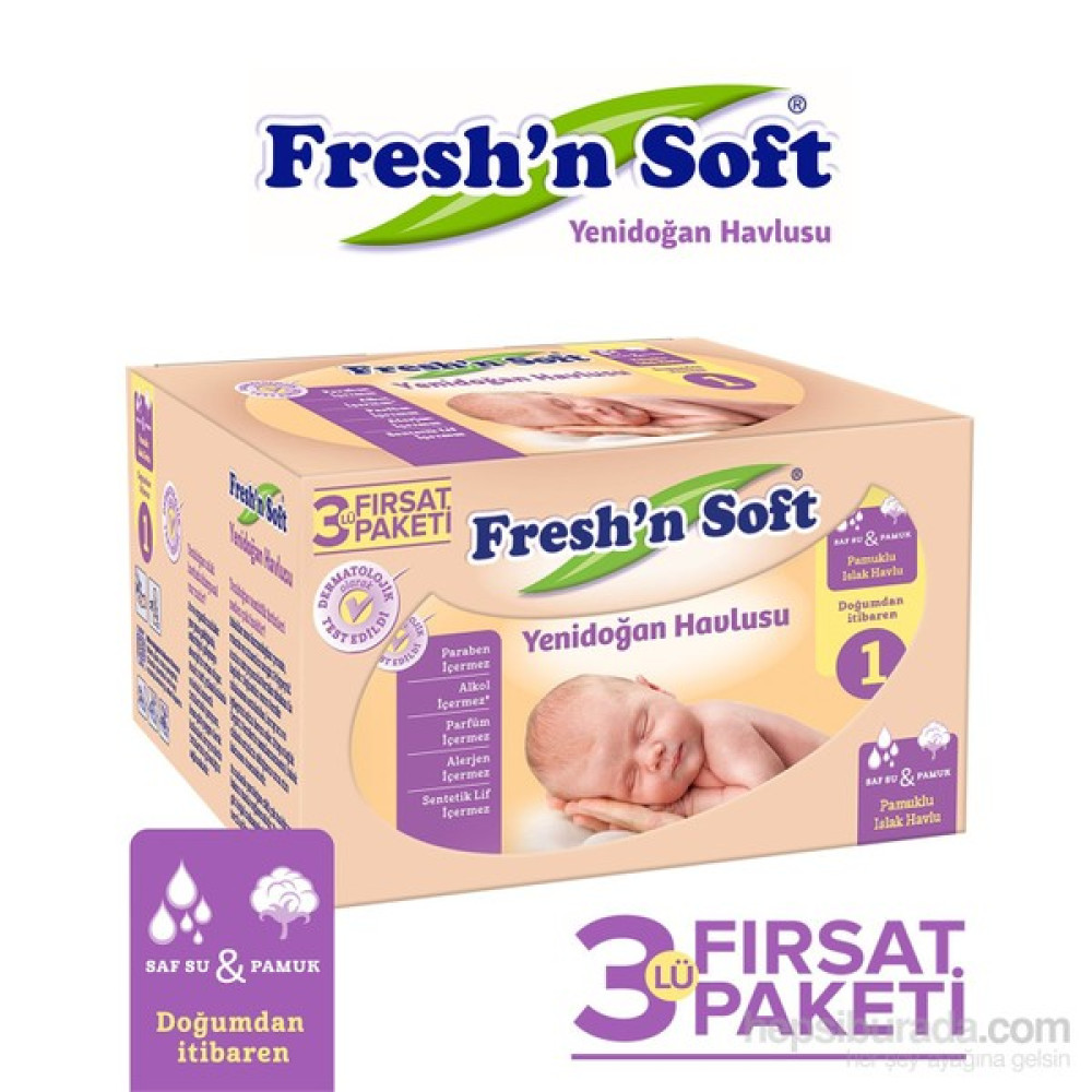 Fresh'n Soft Yenidoğan Islak Mendil 3'lü Fırsat Paketi / 120 Yaprak Bebek Bakım Fiyatı