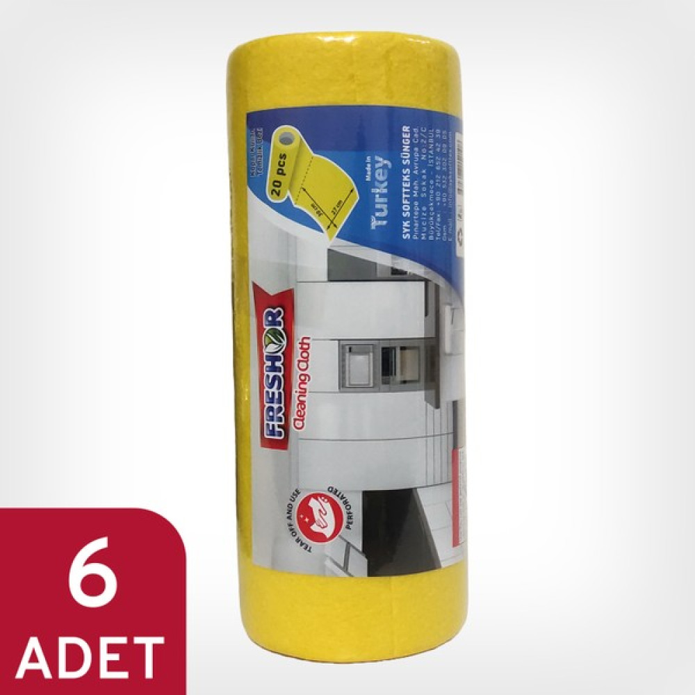 Freshor (6 Adet) Perforeli Temizlik Bezi • 20 Yaprak Rulo • 30X27 Cm. Temizlik Malzemeleri Fiyatı