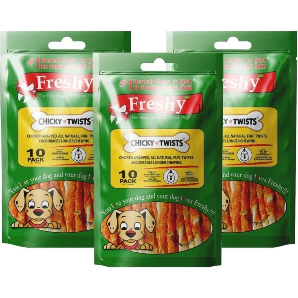 Freshy Chicky Twists Aylık Set - 30 Adet Tavuk Eti Kaplı Burgru Çiğneme Çubuğu Evcil Hayvan Ürünleri Fiyatı