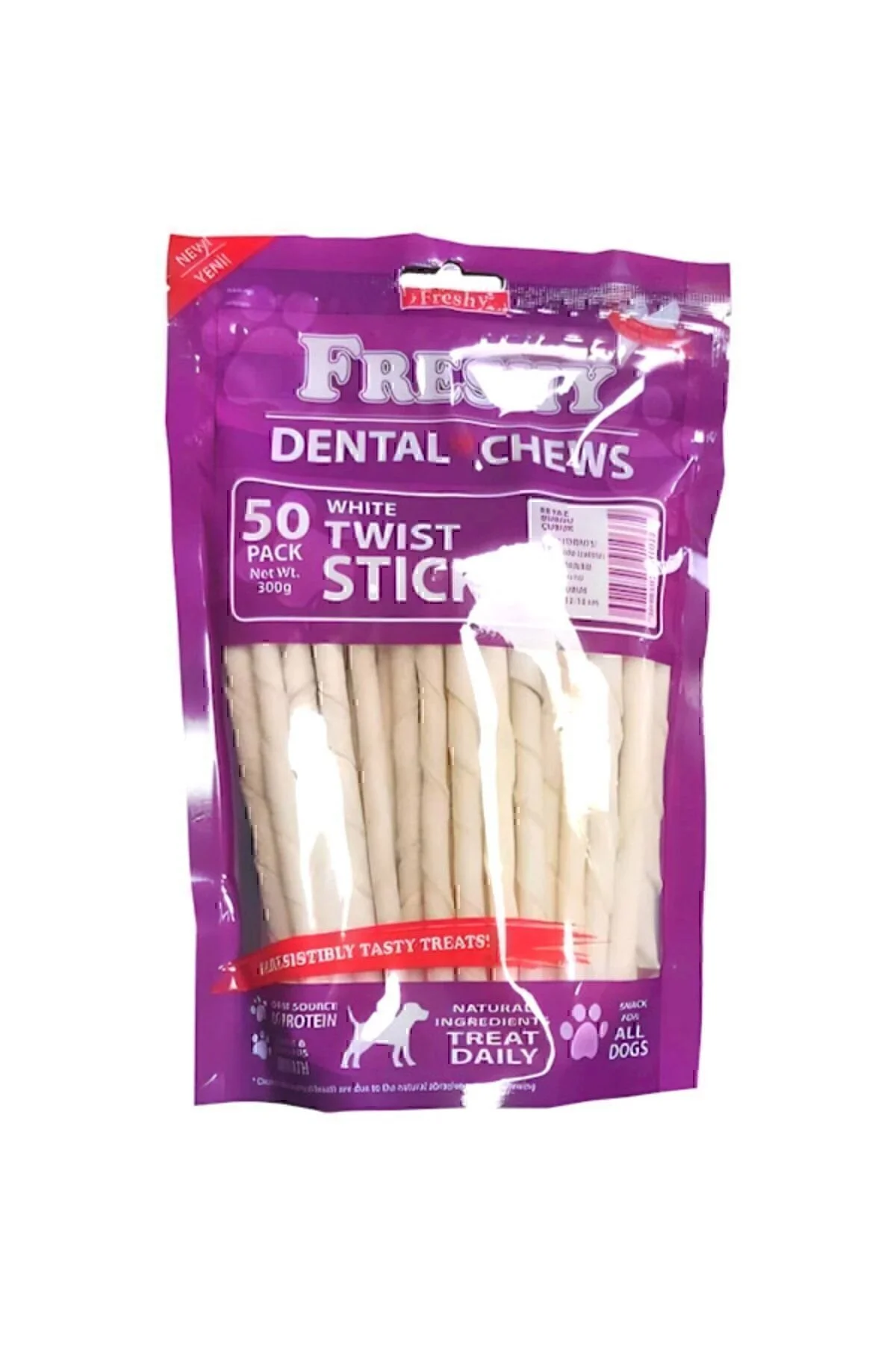 Freshy Dental Chews White Twist Sticks Dog Treat Diş Sağlığı Için Beyaz Burgu Çubuk Kemik 50 Adet 300 Gr" Evcil Hayvan Ürünleri Fiyatı