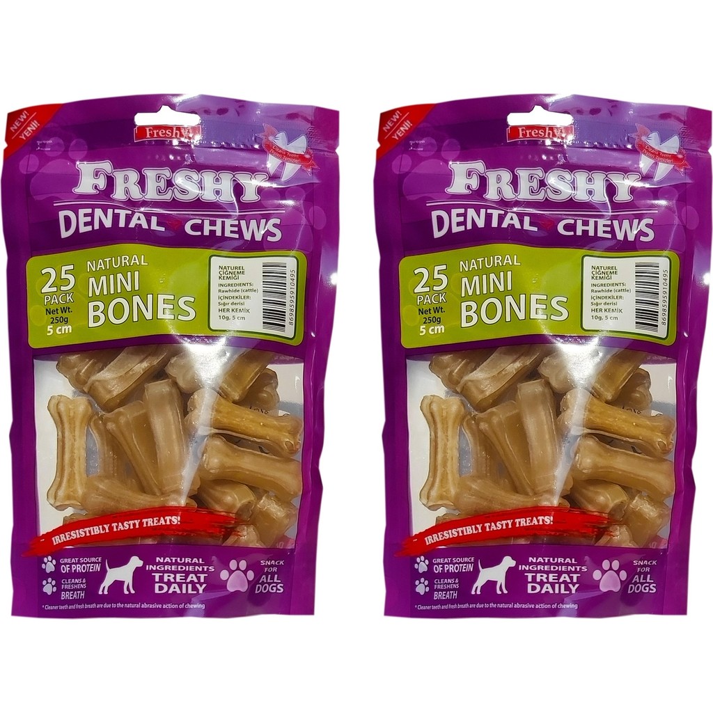Freshy Dental Natürel Pres Köpek Kemirme Kemiği 2'li Set - 5 Santim - 50'li Paket - Toplam 500G. Evcil Hayvan Ürünleri Fiyatı