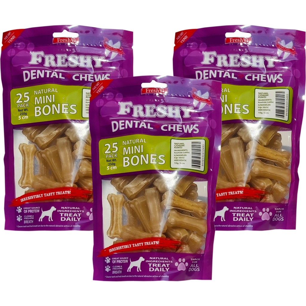 Freshy Dental Natürel Pres Köpek Kemirme Kemiği - Üçlü Set- 5 Santim - 75'li Paket - 750 Gram Evcil Hayvan Ürünleri Fiyatı