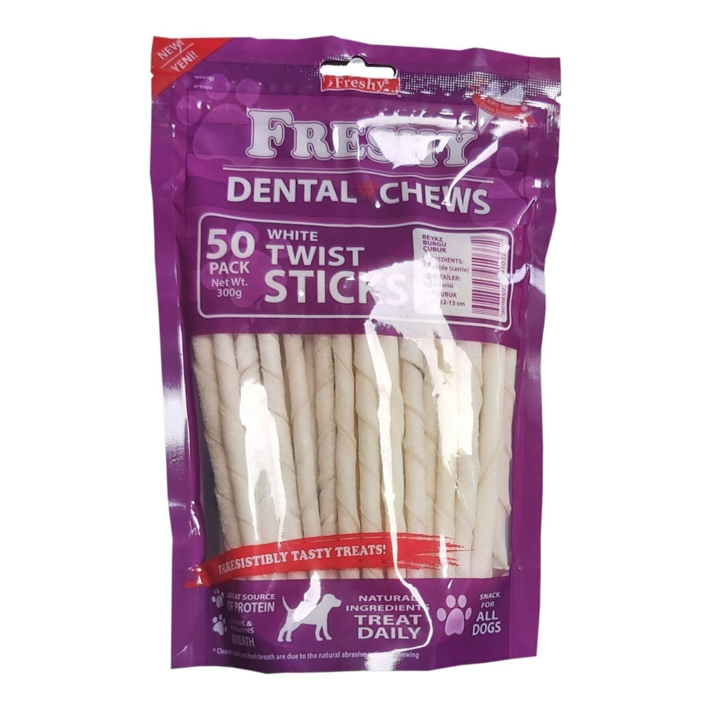 Freshy Dental Twists - Beyaz Burgu Çubuk - 50li Maxi Paket - 300 gram Evcil Hayvan Ürünleri Fiyatı