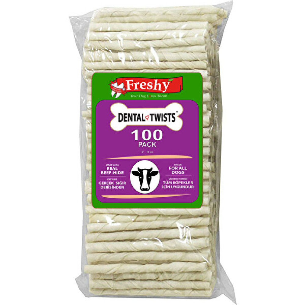 Freshy Dental Twists - Sütlü Burgu Çubuk - 100'Lü Mega Paket Evcil Hayvan Ürünleri Fiyatı