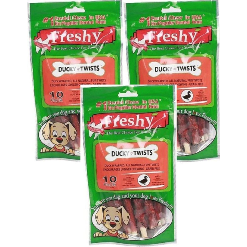Freshy Ducky Twists - Ördek Kaplı Sütlü Burgru Köpek Ödülü 90 gr-10 Çubuk 3lü Paket(Ekonomik Paket) Evcil Hayvan Ürünleri Fiyatı
