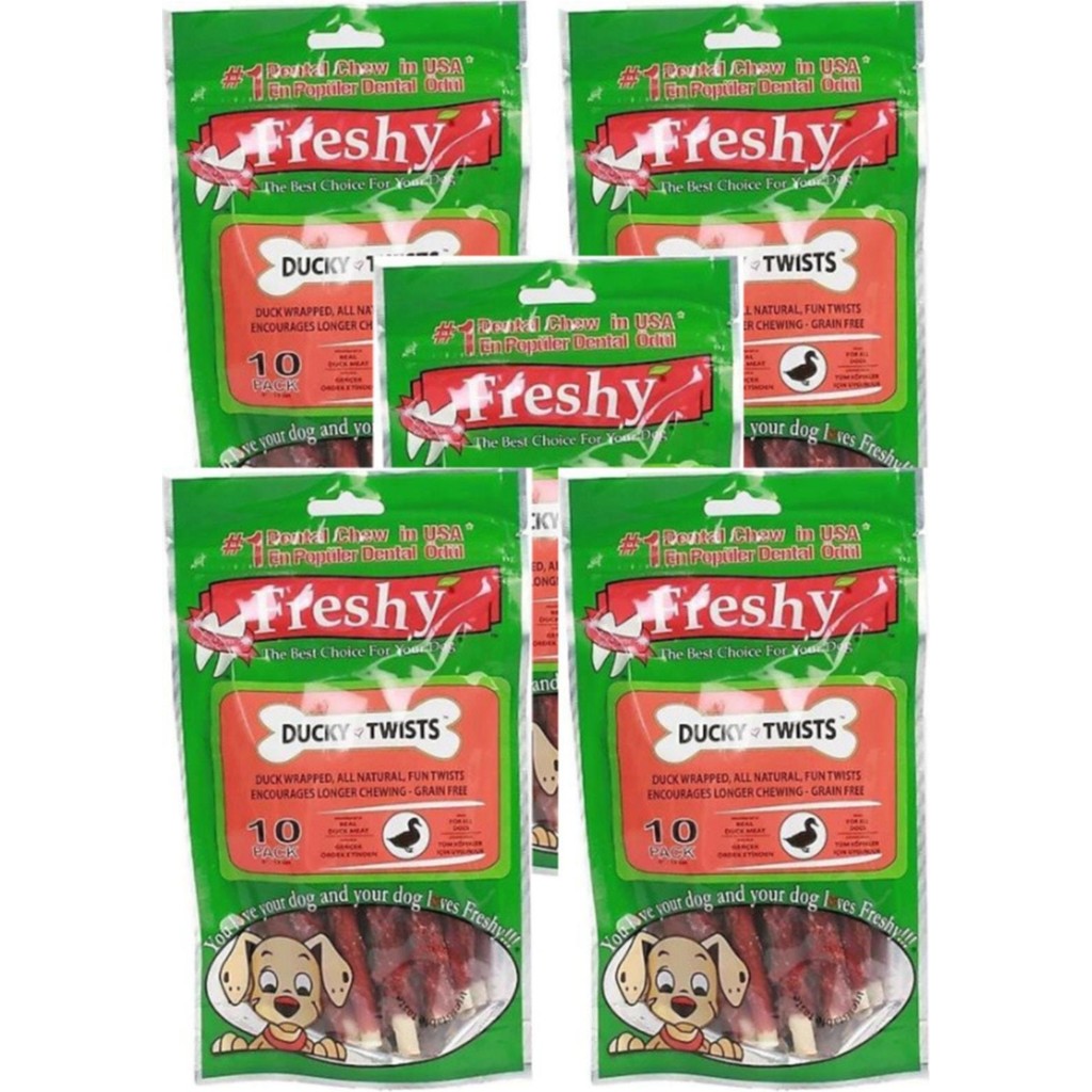 Freshy Ducky Twists - Ördek Kaplı Sütlü Burgru Köpek Ödülü 90 gr-10 Çubuk 5li Paket(Ekonomik Paket) Evcil Hayvan Ürünleri Fiyatı