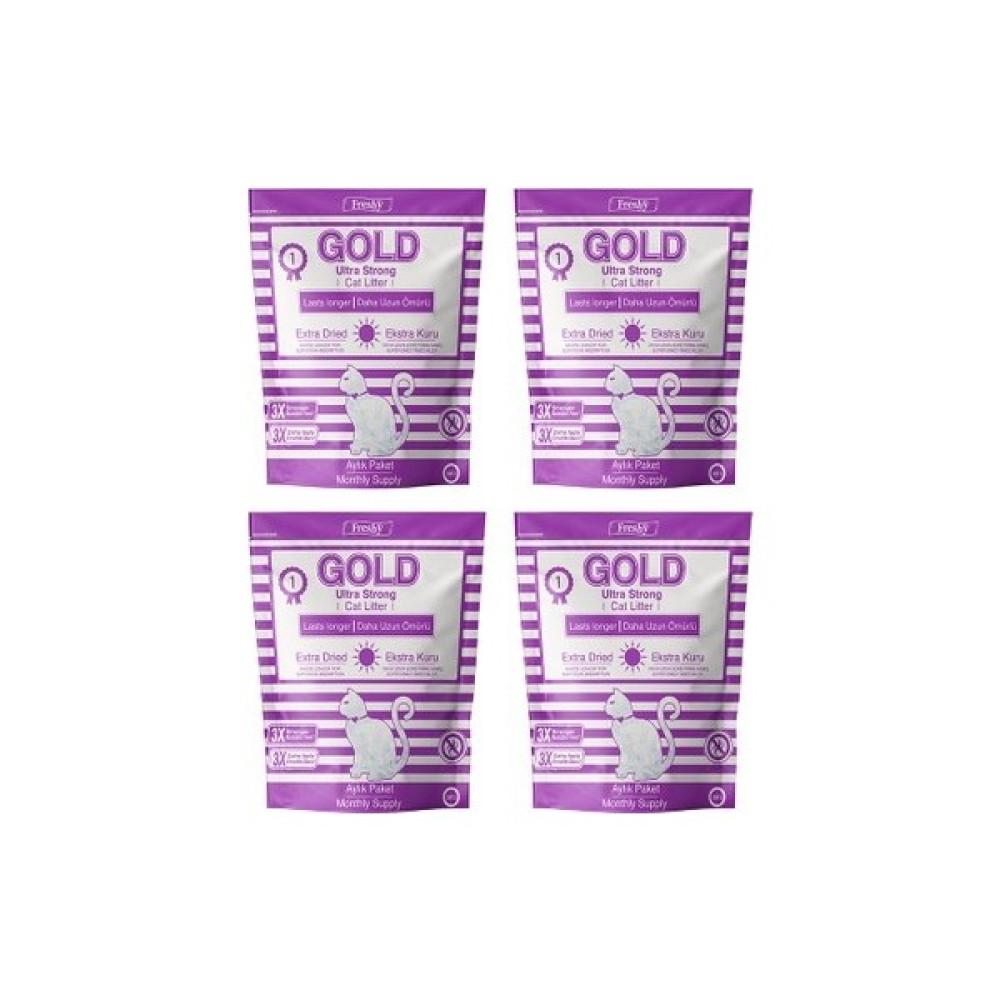 Freshy Gold Silika Kristal Kedi Kumu 3,8 Litre - 4 Adet- Kalın Taneli Evcil Hayvan Ürünleri Fiyatı
