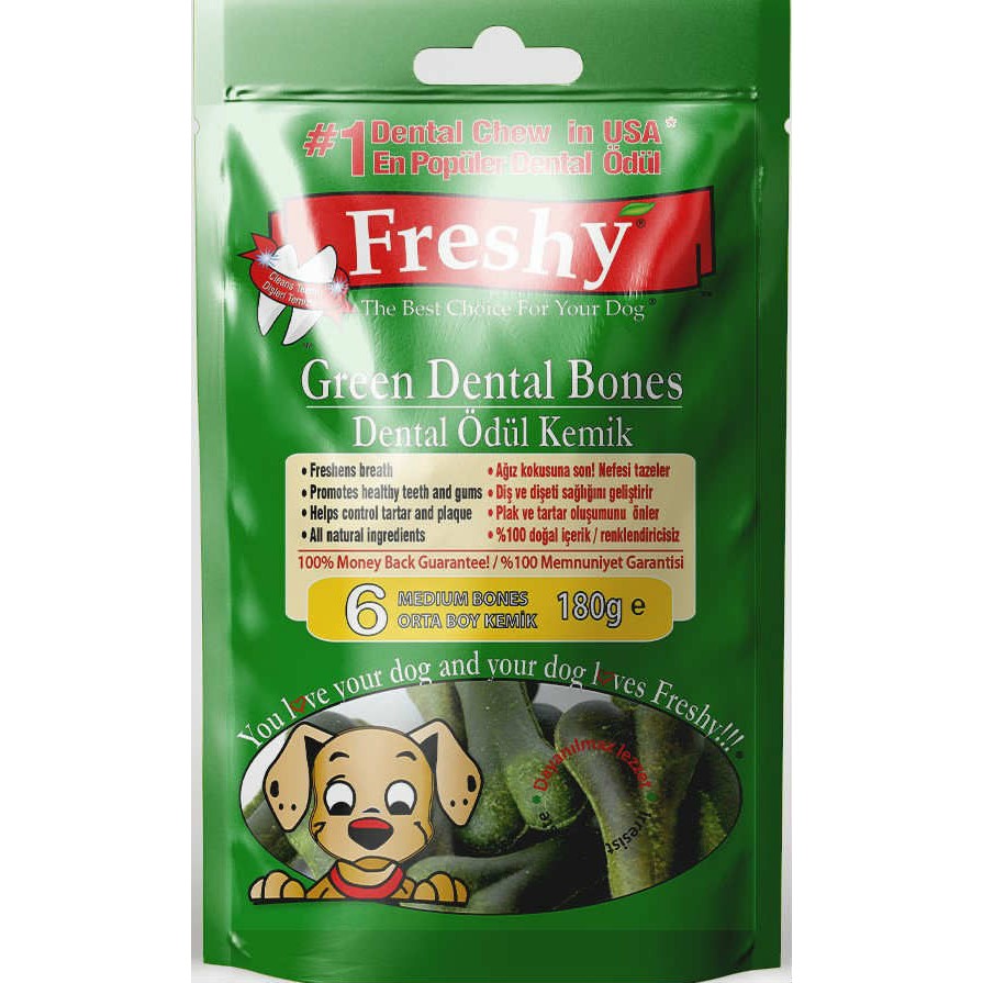 Freshy Green Dental Bones Ağız Kokusu Önleyici Köpek Ödül Kemiği 7 Adet Orta Boy Diğer Fiyatı