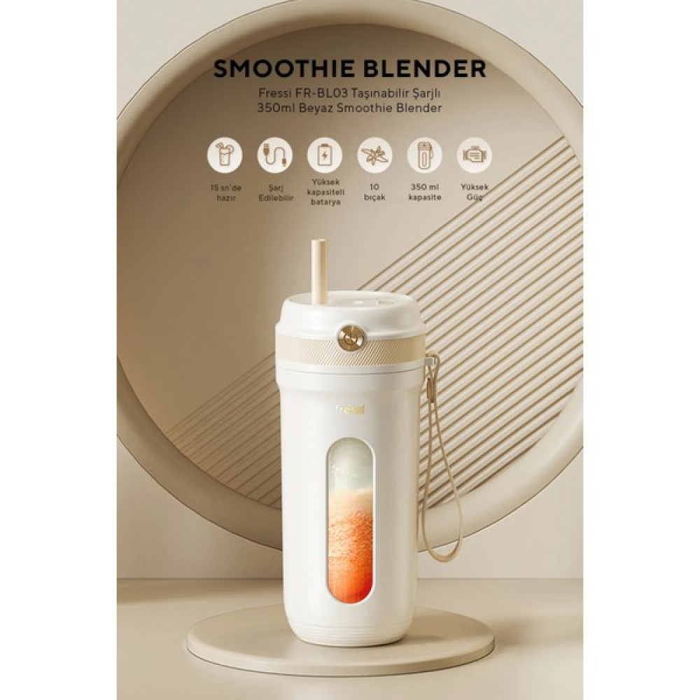 Fressi FR-BL03 Taşınabilir Şarjlı 350ML Beyaz Smoothie Blender Blenderler Fiyatı