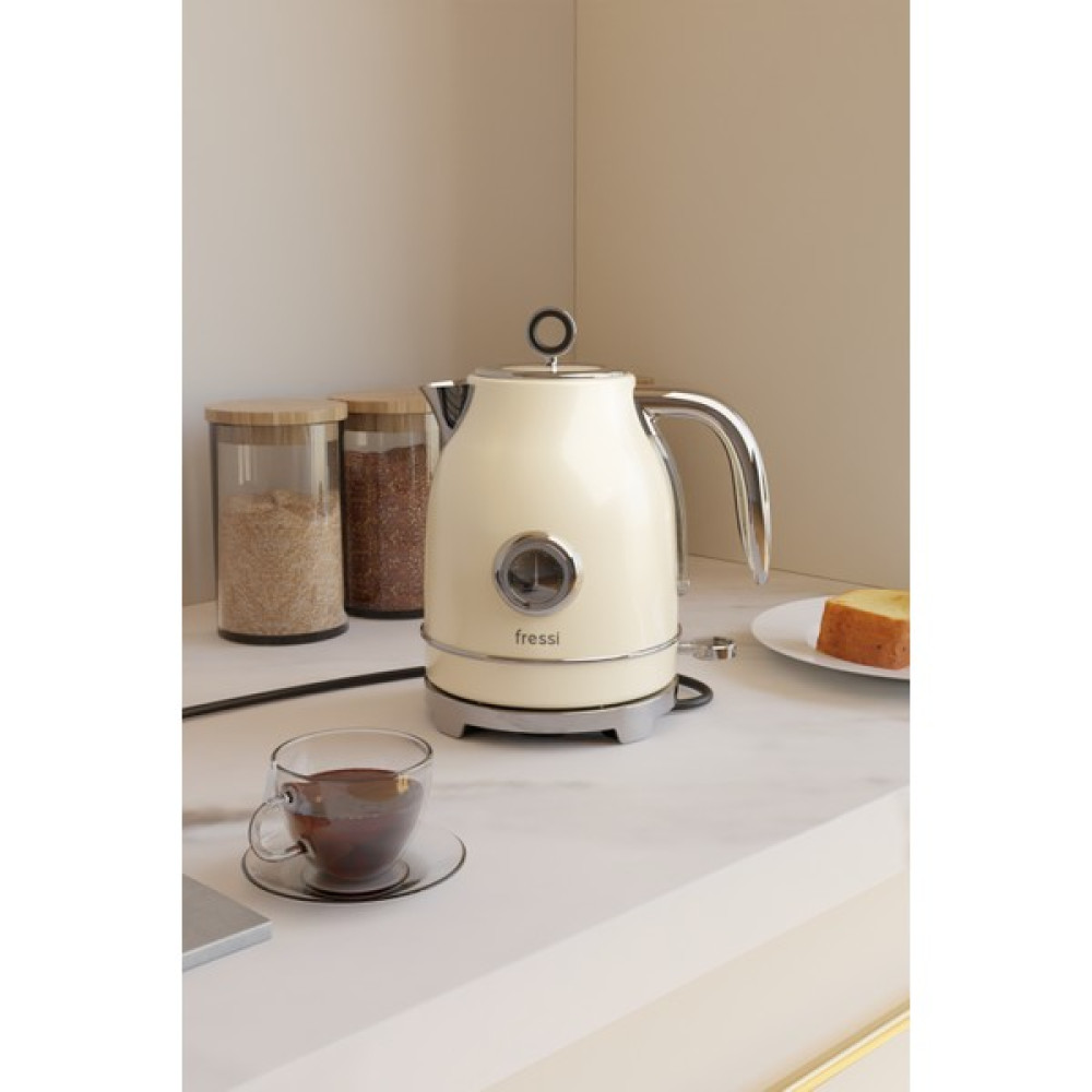 Fressi FR-KT05 Vintheat 1,7l Isı Göstergeli Retro Krem Kettle Kablosuz Su Isıtıcısı Su Isıtıcıları / Kettle Fiyatı