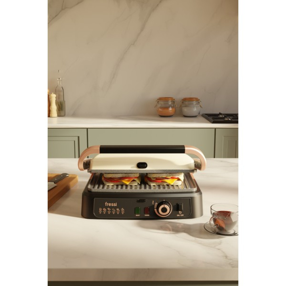 Fressi FR-TM01 Vintage Retro Izgara ve Tost Makinesi 6 Dilim Kapasiteli 2000W - Krem Tost Makineleri Fiyatı