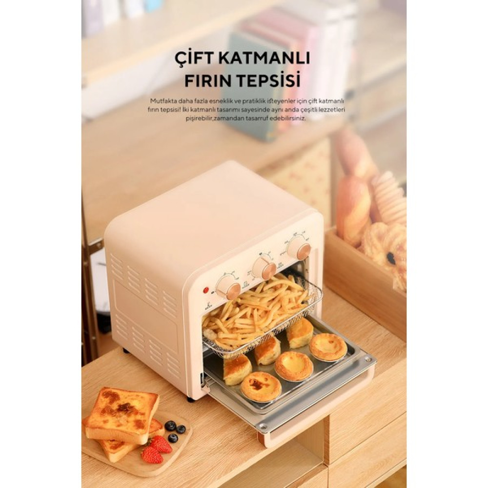 Fressi Fressiaf-01 Çok Fonksiyonlu Süre Ayarlamalı 13 Litre Xxxl Akıllı Fırın Airfryer - Beyaz Fritözler Fiyatı