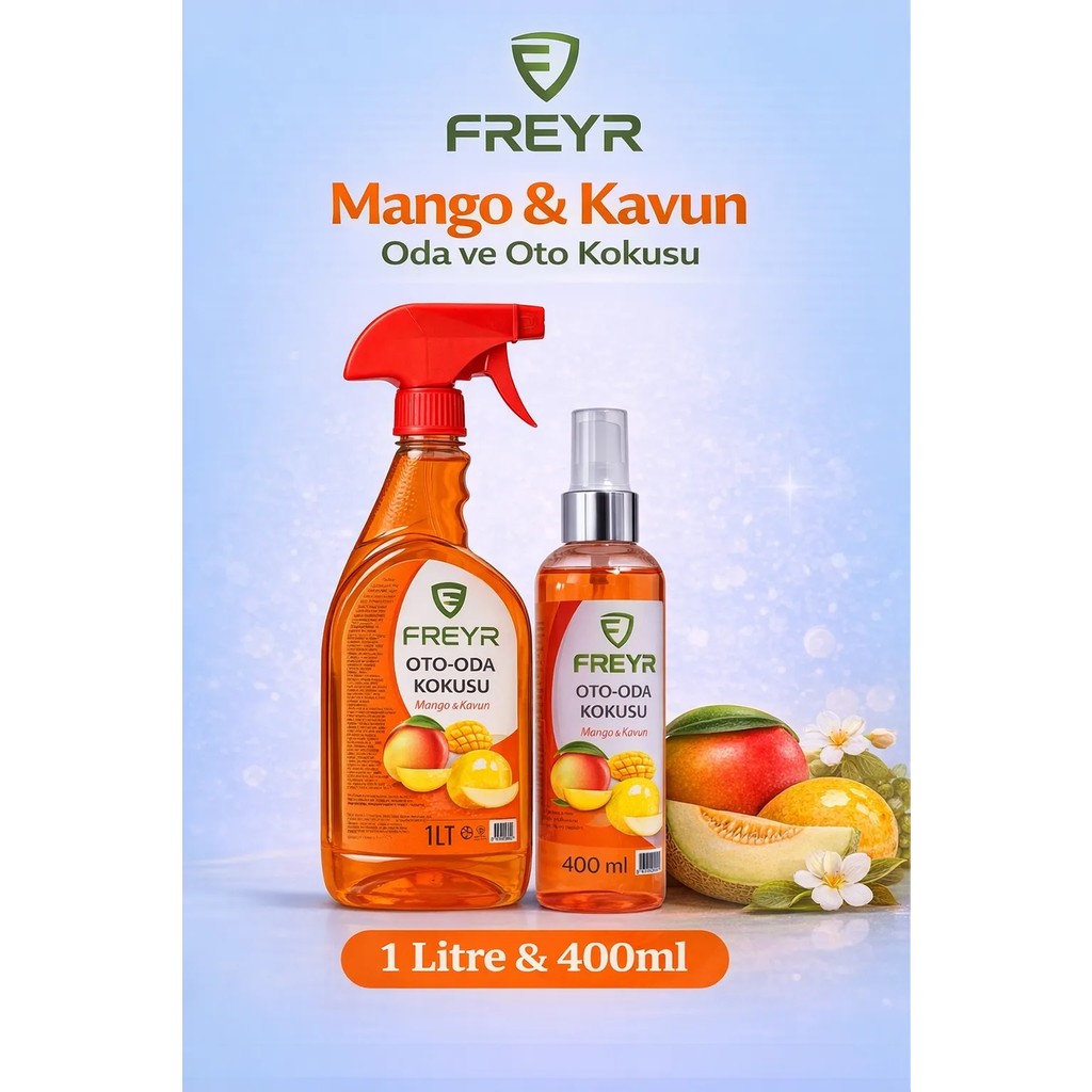 Freyr Mango Kavun Oda Oto Koku Parfümü Seti 1 Litre + 400 ml | Sprey Araç İçi ve Ev Ortam Kokusu - 1lt+400ml Parfümler Fiyatı