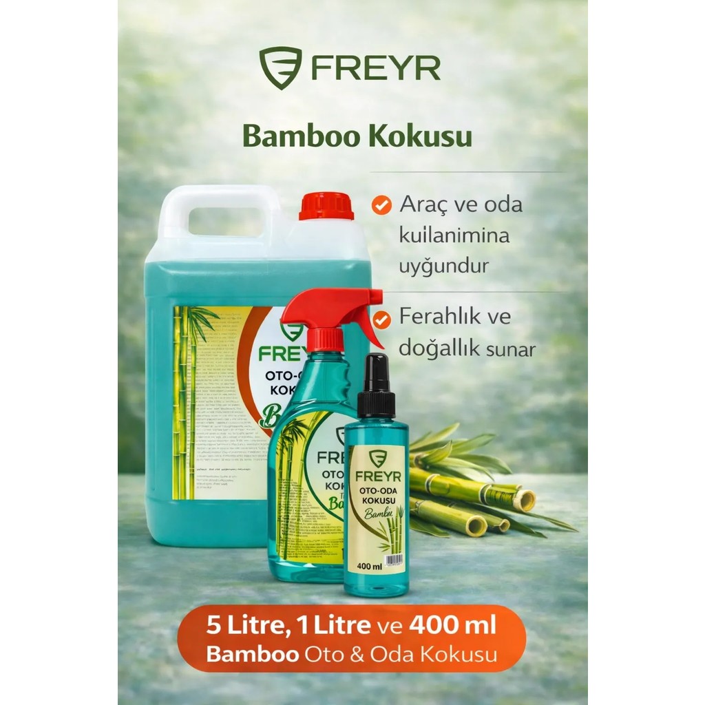 Freyr Özel Bambu Oda Oto Koku Parfümü 3’lü Set 5 Litre + 1 Litre + 400 ml | Sprey Ferah Ortam Kokusu - 5lt+1lt Evcil Hayvan Ürünleri Fiyatı