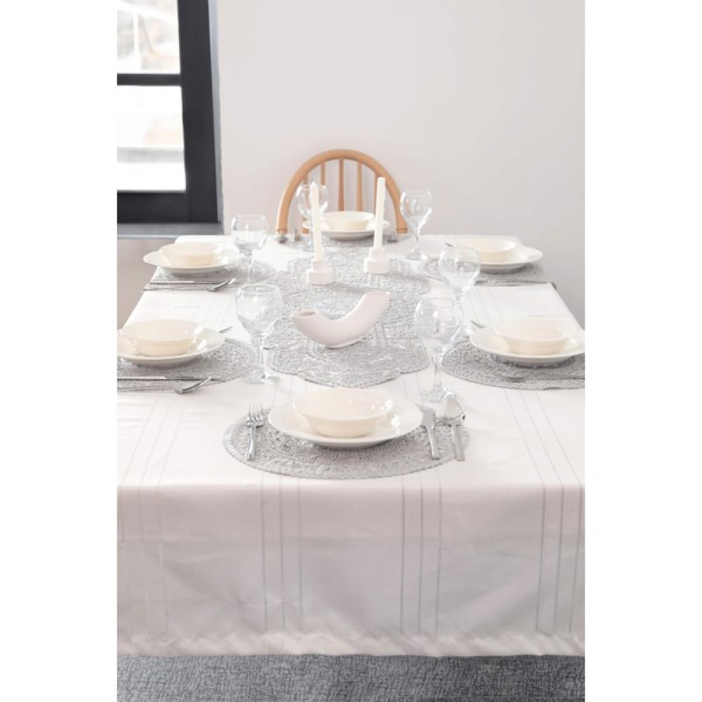 Frezya Kadife 7 Parça Amerikan Servis Supla Runner Seti - Gri - 37 x 37 cm Amerikan Servis Fiyatı
