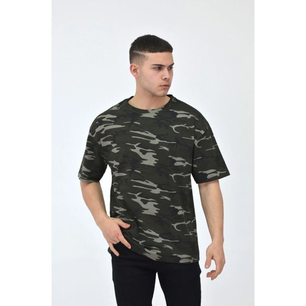 Frezzbi Oversize Askeri Kamuflaj Desenli Kısa Kol T-Shırt Erkek T-shirt Fiyatı