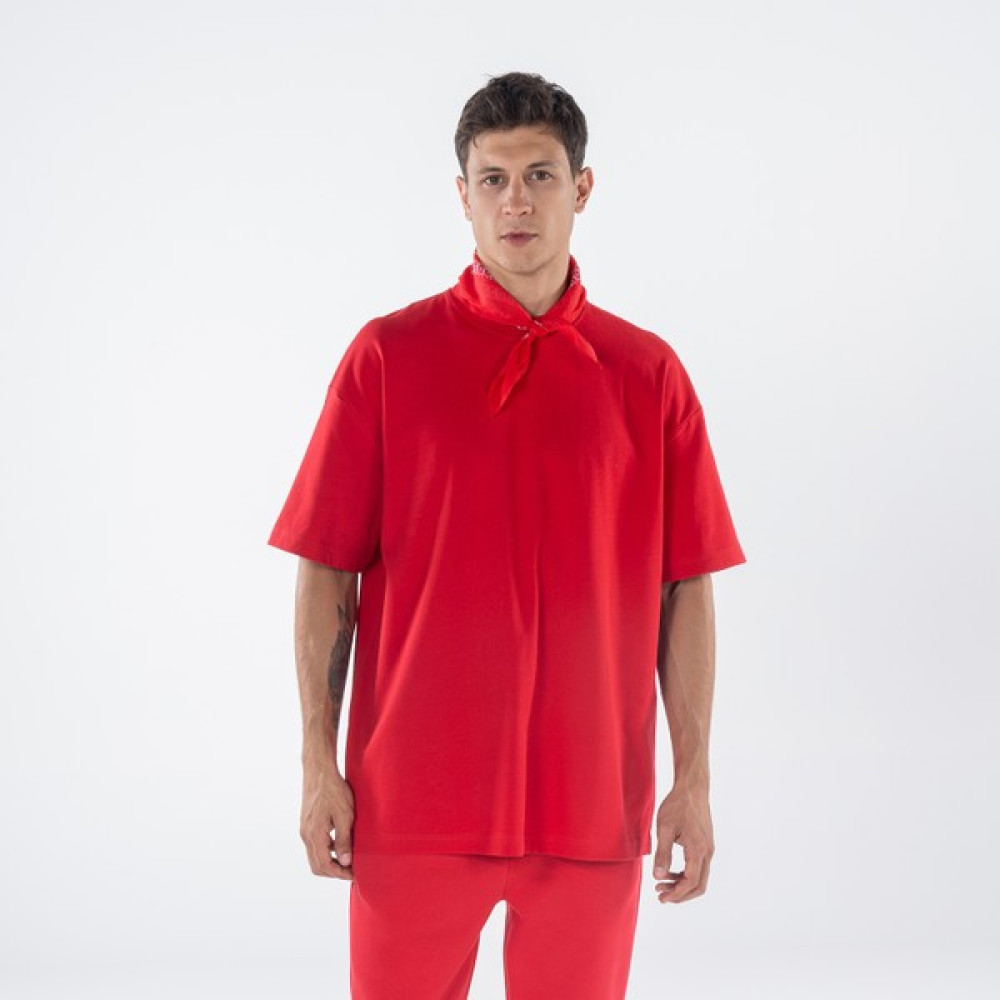 Friday Offset Agar Erkek Kırmızı %100 Pamuk Bisiklet Yaka Ekstra Oversize Tişört Erkek T-shirt Fiyatı