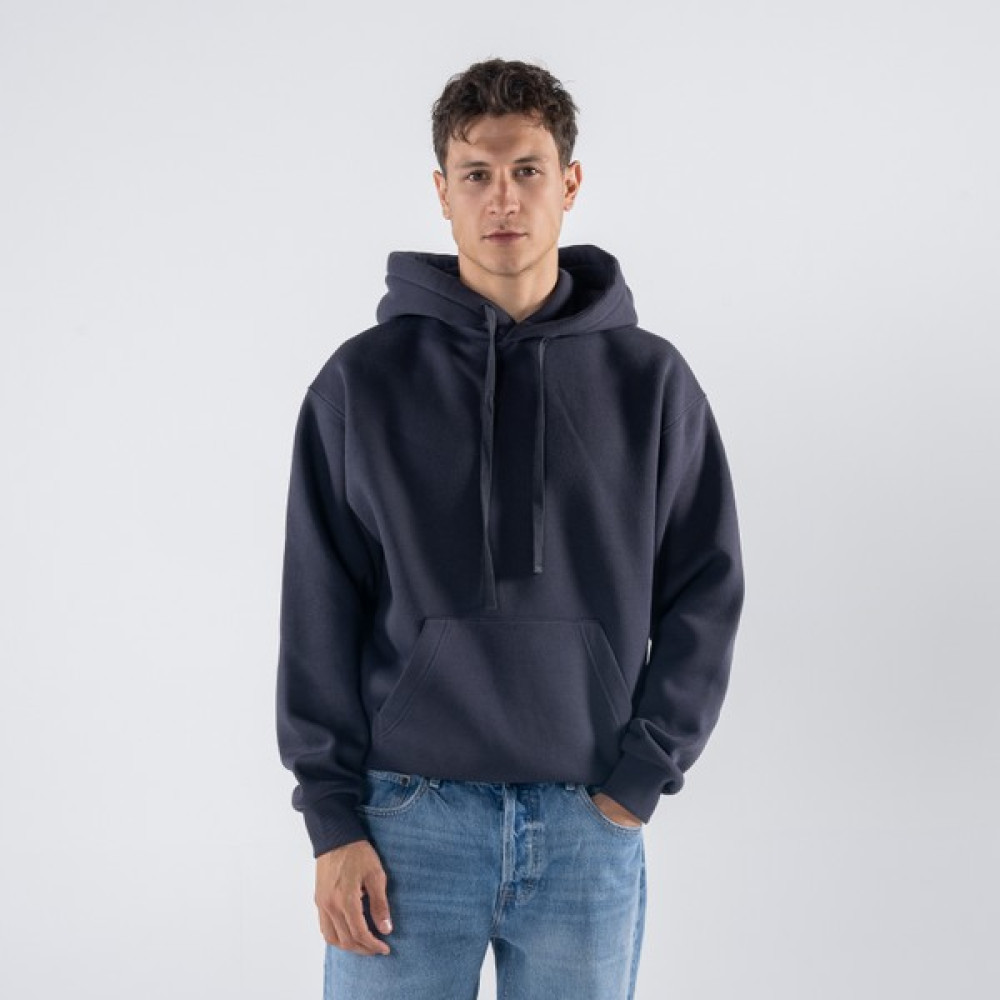 Friday Offset Agar Erkek Koyu Mavi Kanguru Cepli Kapüşonlu Oversize Hoodie Sweatshirt Erkek Sweatshirt Fiyatı