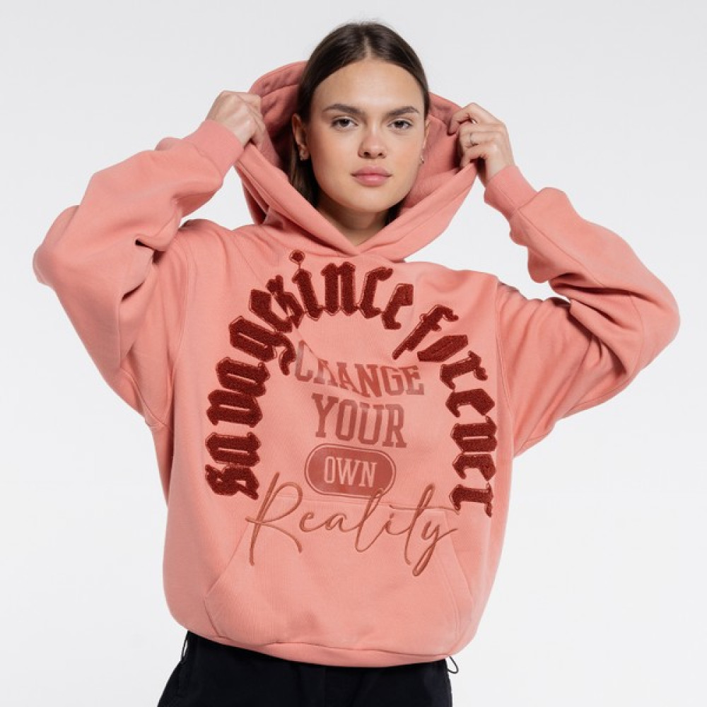 Friday Offset Ess Kadın Somon Ekstra Oversize Kapüşonlu Sweatshirt Hoodie - Şardonlu 3 Iplik Bayan Sweatshirt Fiyatı