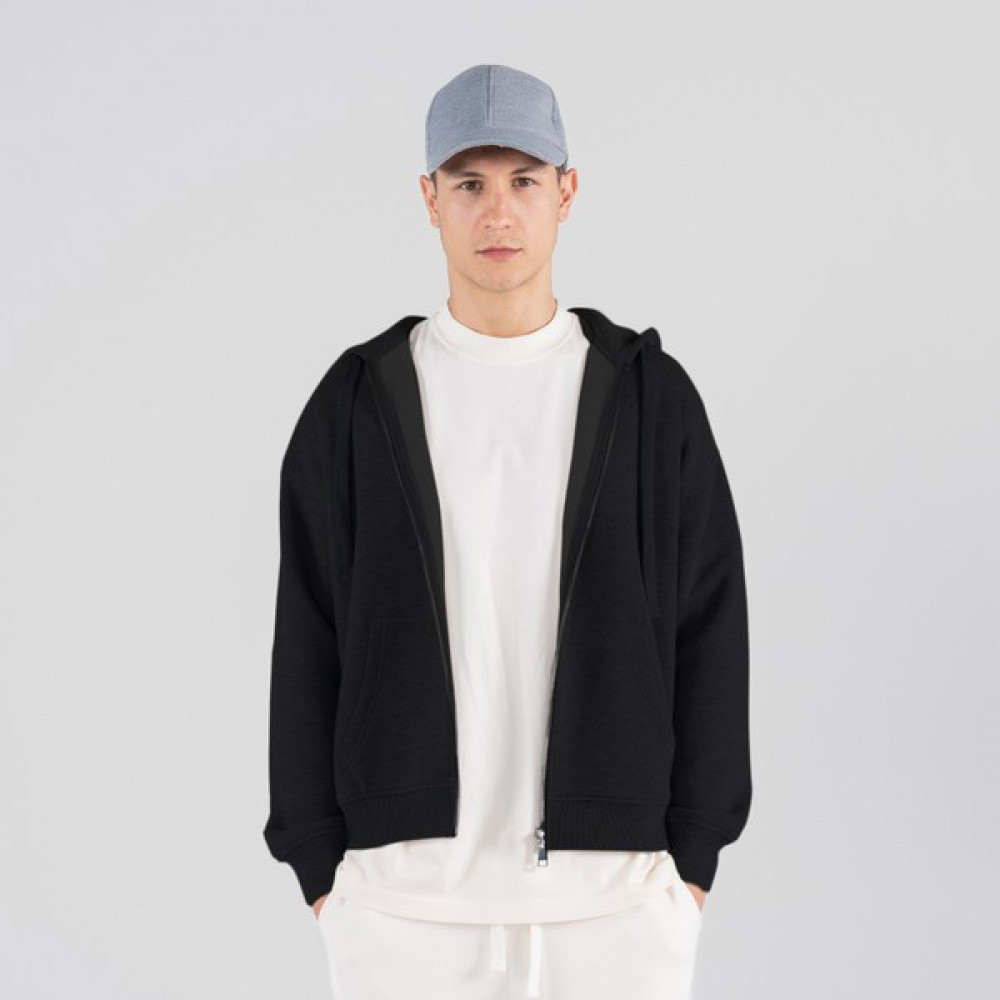 Friday Offset James Erkek Siyah Kanguru Cepli Kapüşonlu Oversize Fermuarlı Sweatshirt Hoodie Erkek Sweatshirt Fiyatı