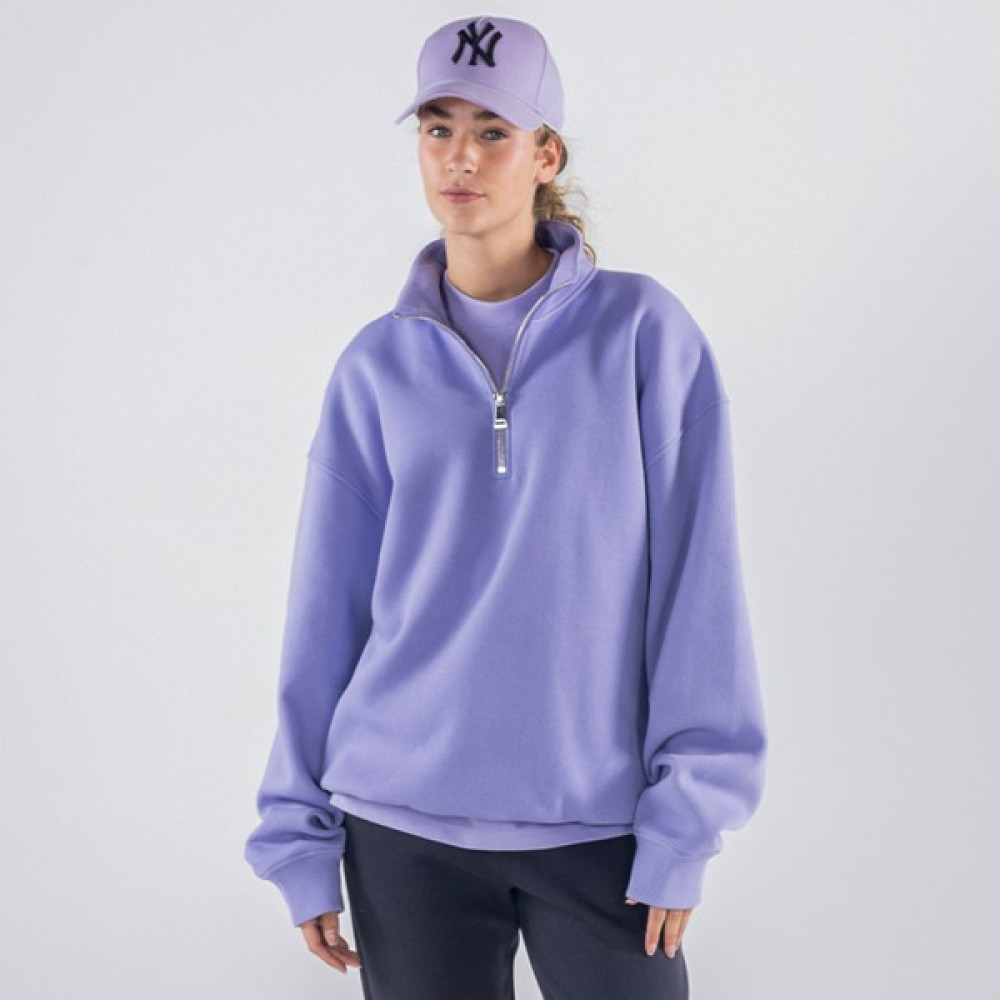 Friday Offset James Kadın Lila Dik Yaka Oversize Yarı Fermuarlı Sweatshirt Bayan Sweatshirt Fiyatı