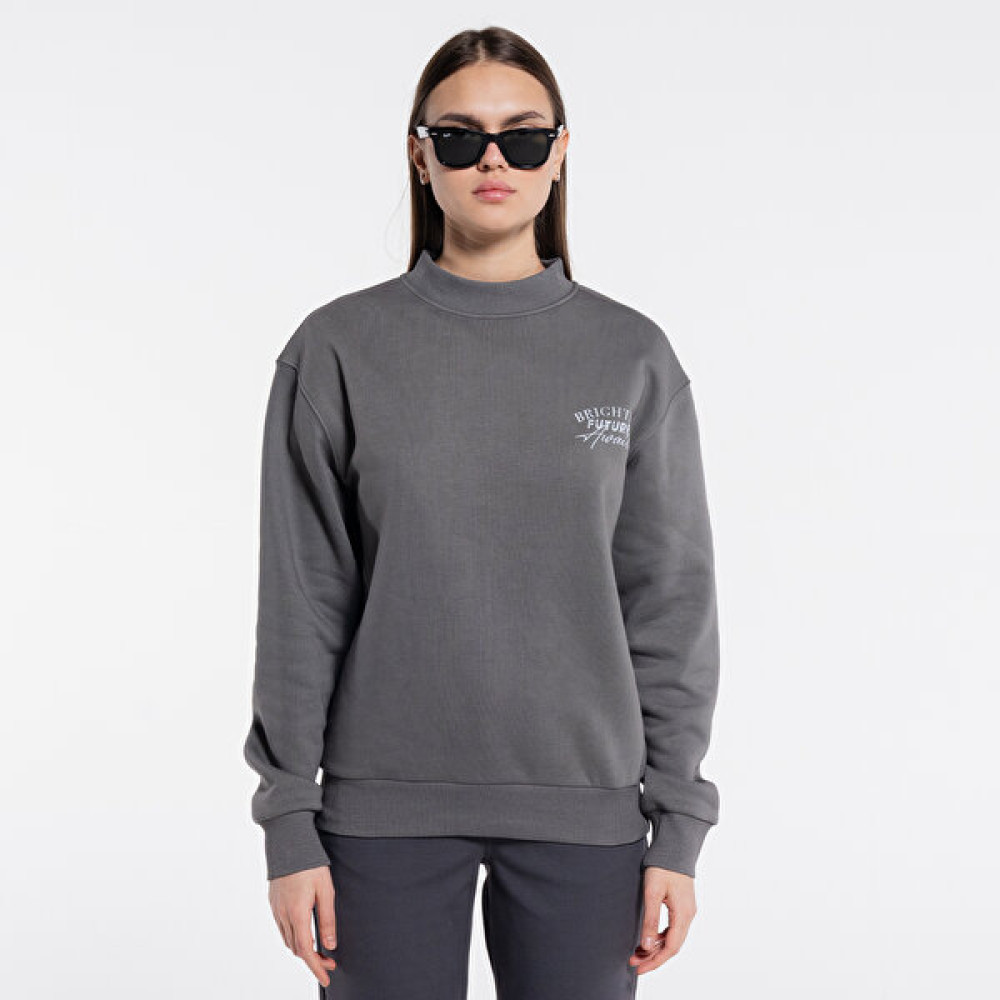 Friday Offset Jonnie Kadın Koyu Gri Bisiklet Yaka Ekstra Oversize Sweatshirt - 3 Iplik Bayan Sweatshirt Fiyatı