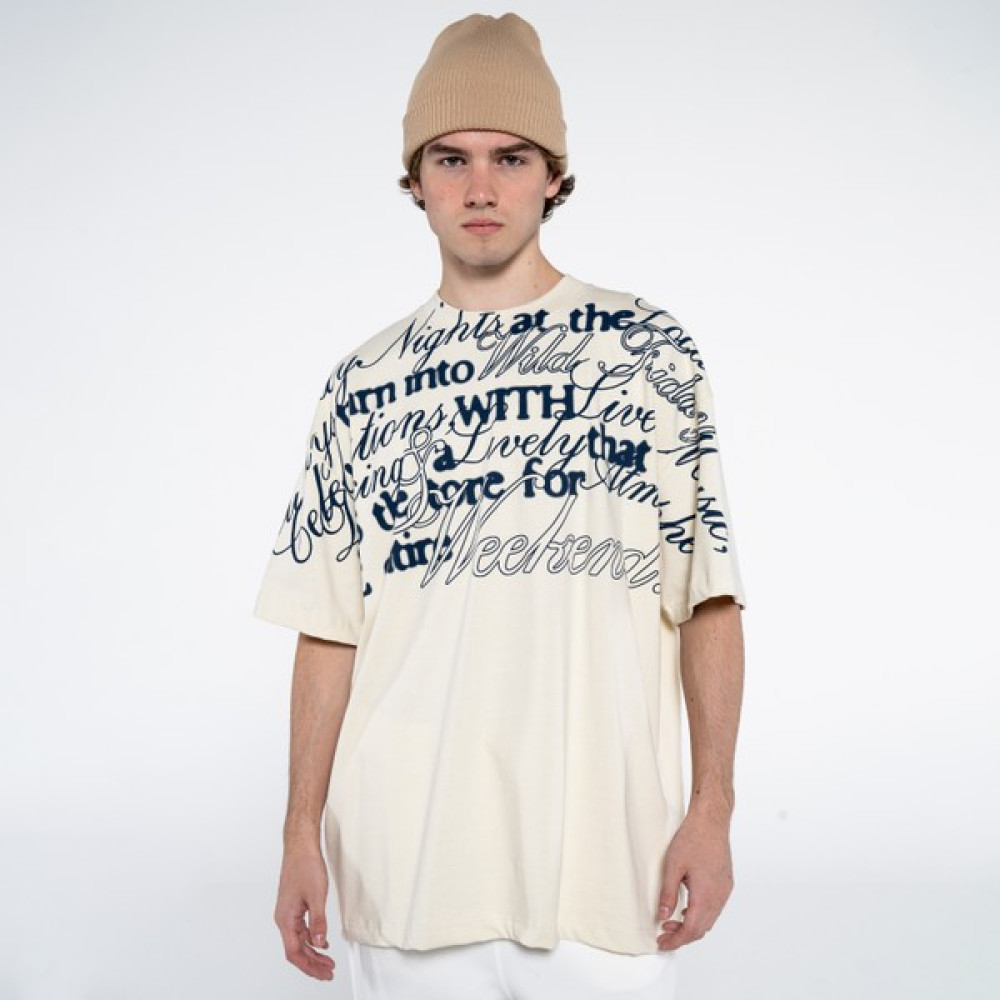 Friday Offset Leo Erkek Kırık Beyaz Baskılı Oversize Tişört Erkek T-shirt Fiyatı