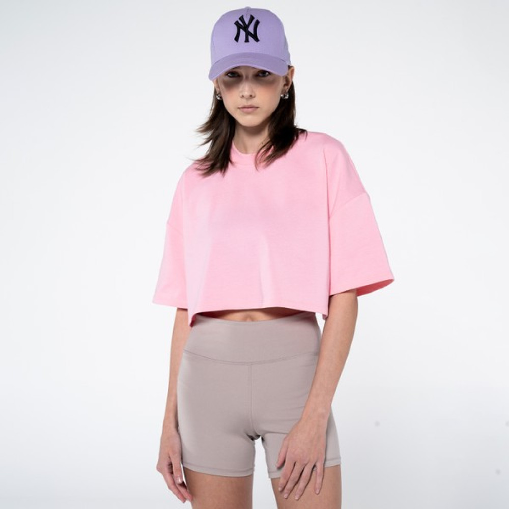 Friday Offset Monica Kadın Pembe %100 Pamuk Bisiklet Yaka Ekstra Oversize Crop Tişört Bayan T-shirt Fiyatı