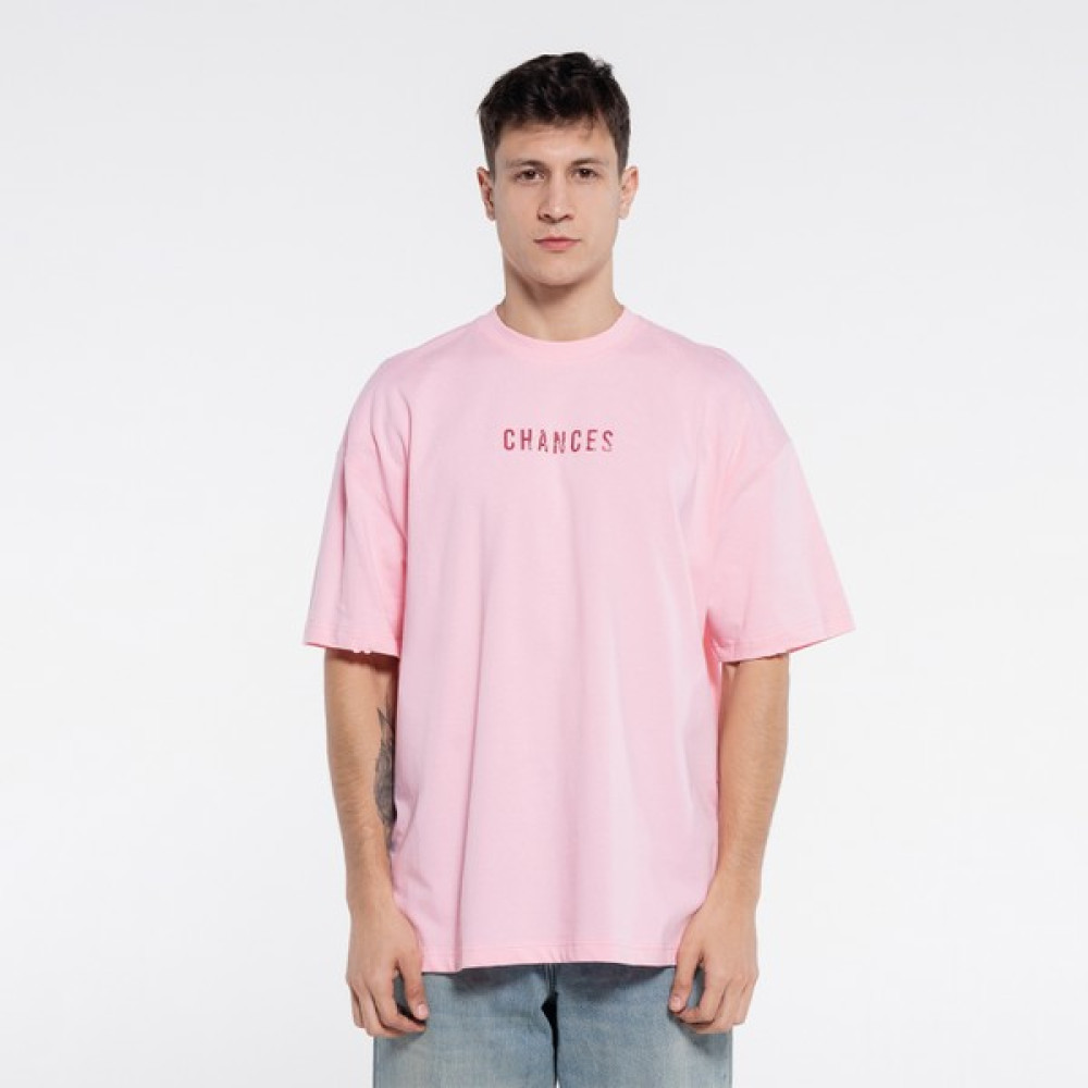 Friday Offset Ness Erkek Pembe %100 Pamuk Kol Ve Yaka Dizayn Kesikli Bisiklet Yaka Oversize Tshirt Erkek T-shirt Fiyatı