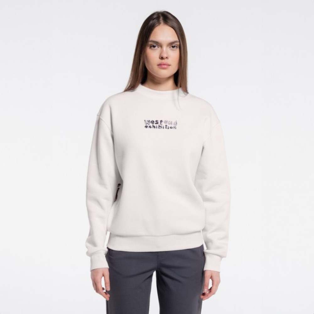 Friday Offset Ono Kadın Kırık Beyaz Bisiklet Yaka Ekstra Oversize Sweatshirt - Şardonlu 3 Iplik Bayan Sweatshirt Fiyatı