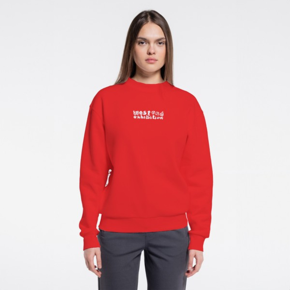 Friday Offset Ono Kadın Kırmızı Bisiklet Yaka Ekstra Oversize Sweatshirt - Şardonlu 3 Iplik Bayan Sweatshirt Fiyatı
