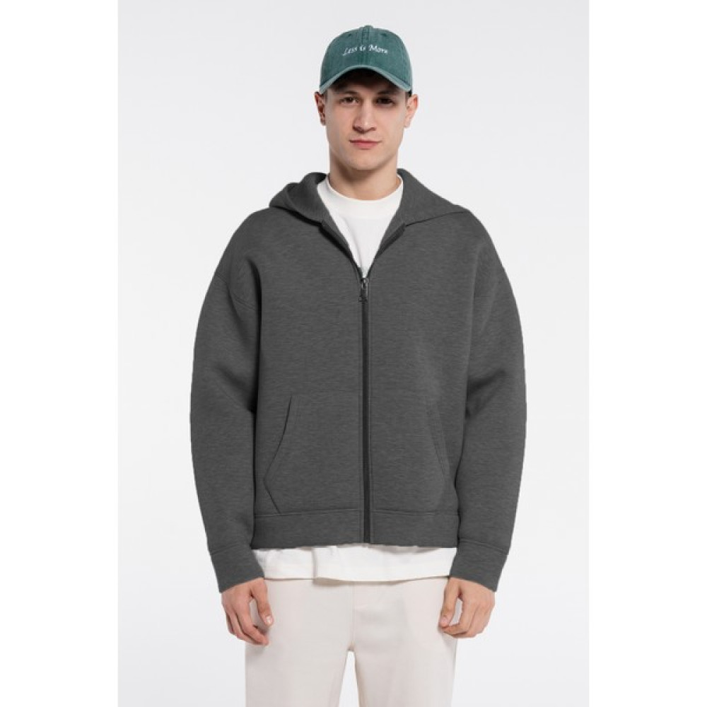 Friday Offset Panda Erkek Antrasit Melanj Kanguru Cepli Kapüşonlu Ekstra Oversize Sweatshirt Hoodie - Scuba Kumaş Erkek Sweatshirt Fiyatı