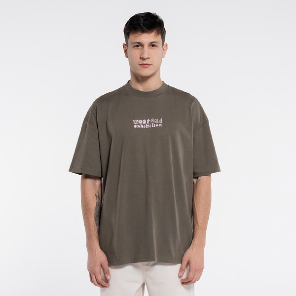 Friday Offset Pika Erkek Haki Pamuk Bisiklet Yaka Ekstra Oversize Tişört Erkek T-shirt Fiyatı