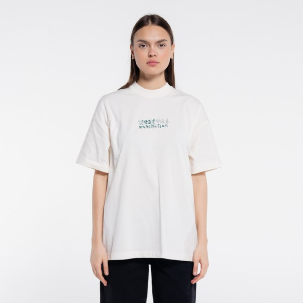 Friday Offset Pika Kadın Ekru Pamuk Bisiklet Yaka Ekstra Oversize Tişört Bayan T-shirt Fiyatı