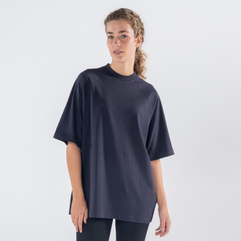 Friday Offset Pina Kadın Koyu Mavi %100 Pamuk Bisiklet Yaka Ekstra Oversize Tişört Bayan T-shirt Fiyatı