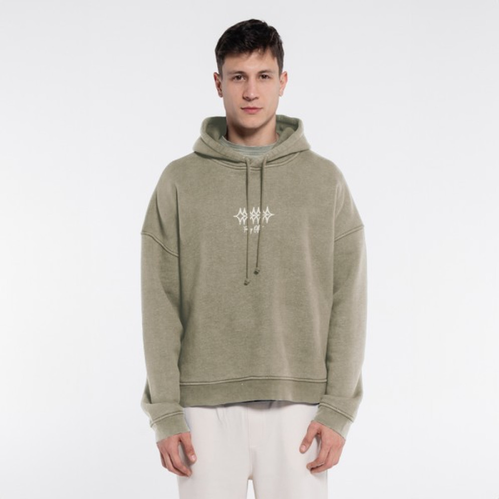 Friday Offset Velo Erkek Açık Gri Kapüşonlu Ekstra Oversize Sweatshirt Hoodie - Yıkama Efektli 3 Iplik Kumaş Erkek Sweatshirt Fiyatı
