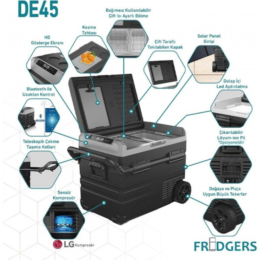 Fridgers DE45W 45LT Araç Buzdolabı Lg Kompresör 12/24V Oto Boyaları Fiyatı