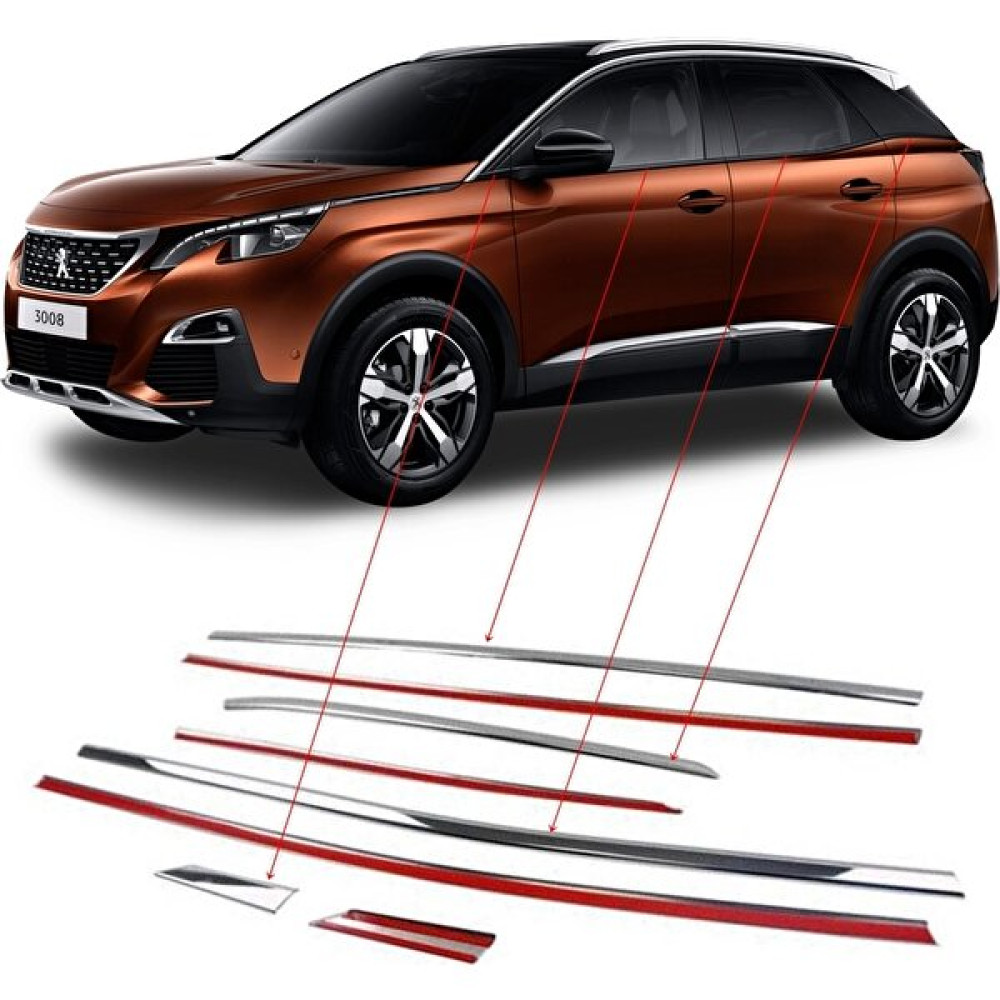 Friemats Peugeot 3008 Cam Alt Çıta Nikelajı 2016-2022 Arası 8 Prç.p Çelik Oto Dış Aksesuar & Yedek Parça Fiyatı