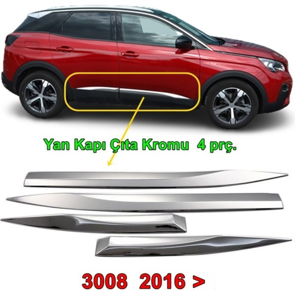 Friemats Peugeot 3008 Yan Kapı Çıtası Nikelajı 2016 - 2022 Arası P Çelik Oto Dış Aksesuar & Yedek Parça Fiyatı