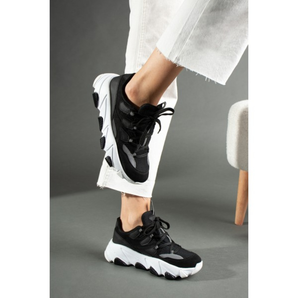 Friend & Trend Friend&trend Kadın Siyah Beyaz Bağcıklı Sneaker Ayakkabı FT390 Spor Ayakkabı Fiyatı