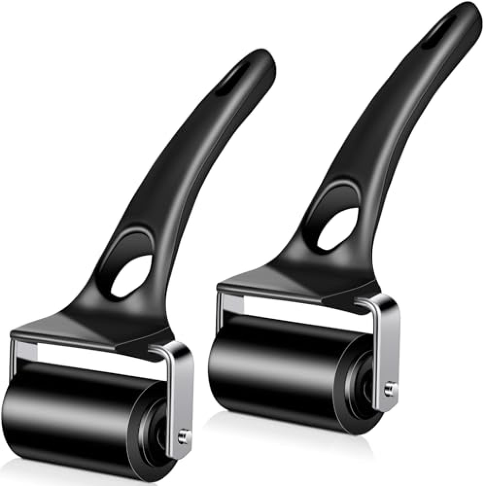 Frienda 2 Pcs 2 Inch Rubber Roller Black Rubber Brayer Rollers Ink Roller for Gluing Printing Inking Block Paper Crafting Press Printmaking Wallpaper Stamping Scrapbooks