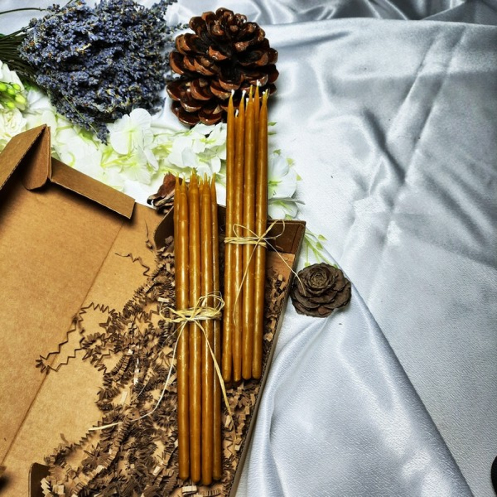 Frig Lavanta Tasarım Hediyelik Dilek Tören Ritüel Balmumu Mum 20 Adet Slim Ince 20 cm Boy 4-5 mm Çap - Sarı Dekoratif Mum Fiyatı