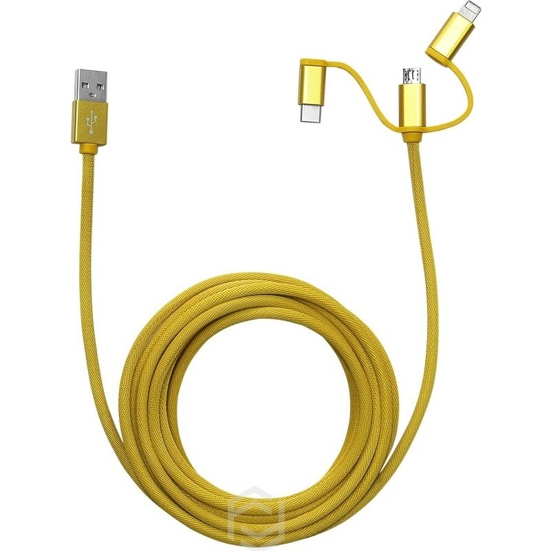 Frisby Fa-7556Uc Örgülü 3Mt Usb Data - Şarj Kablo (İos-Android-Type-C) Sarı - 1 Bilgisayar Çevirici ve Adaptörü Fiyatı
