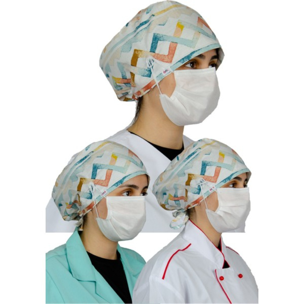 FRM Doktor Hemşire Aşçı Bonesi , Genel Kullanım Çalışma Bonesi %100 Pamuk , Maske için Düğme ve Terbantlı , A MODEL ÇİZGİ - Beyaz - Normal Medikal Ürünler Fiyatı