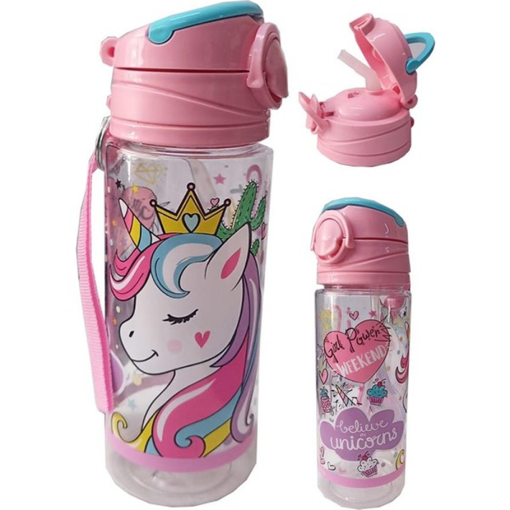Frocx Kız Çocuk Unicorn Matara 500 ml 1 Adet Lisanslı Suluk Okul Matarası Öğrenci Suluğu - Pembe - Plastik Suluk Fiyatı