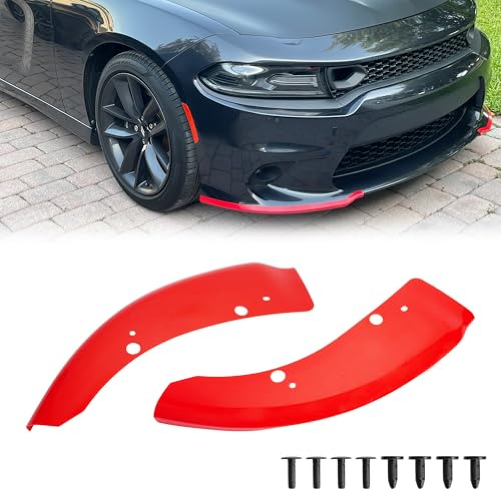Front Splitter Spolier Charger, Front Lip Bumper for 2015-2023 2024 Charger Hellcat/SRT 392/Scat Pack/RT Scat Pack 2019-2023 2024 Charger GT/RT (Red)